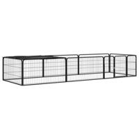 Hondenkennel 8 panelen 100x50 cm gepoedercoat staal zwart - thumbnail