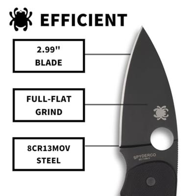 Spyderco Efficient Black / Black 8Cr13MoV PE Mes Black