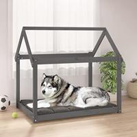 VidaXL Hondenmand 111x80x100 cm massief grenenhout grijs - thumbnail