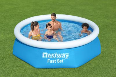 Bestway Opblaasbaar Zwembad Volwassen Ring met Filter 244x61 cm Tuin 57450