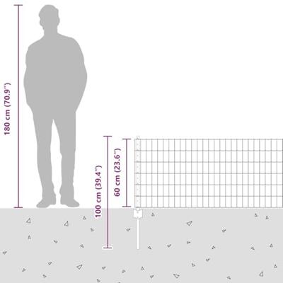 VidaXL Hek met paal zilver 0,6 x 25 m staal