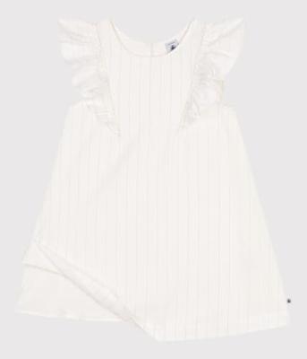 Korte mouwen katoenen kinderjurk PETIT BATEAU wit
