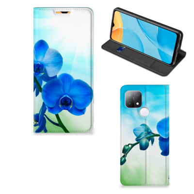 OPPO A15 Smart Cover Orchidee Blauw - Cadeau voor je Moeder OPPO A15 Smart Cover Orchidee Blauw - Cadeau voor je Moeder