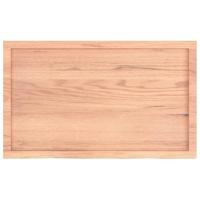 Wastafelblad 100x60x(2-4) cm behandeld massief hout lichtbruin - thumbnail