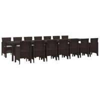 15-delige tuinset met kussens Bruin Poly Rattan - thumbnail