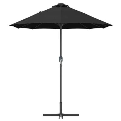 VidaXL Tuinparasol zwart 370 x 197 x 239 cm polyester en aluminium VidaXL Tuinparasol zwart 370 x 197 x 239 cm polyester en aluminium