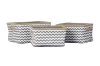 Basket spelset DKD Home Decor Wit Grijs Jute Zig-zag Boho 36 x 31 x 20 cm 3 Onderdelen - thumbnail