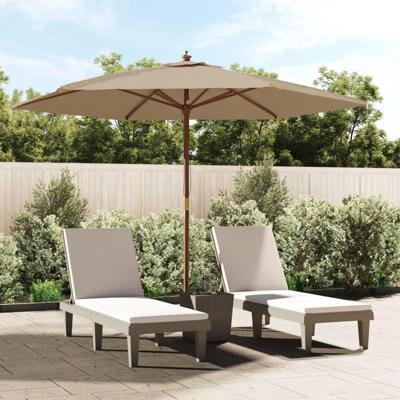 Parasol met houten paal 299x240 cm taupe Parasol met houten paal 299x240 cm taupe