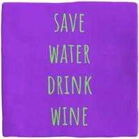 Plenty Gifts tegeltje keramiek save water drink wine 10x10cm paars - thumbnail