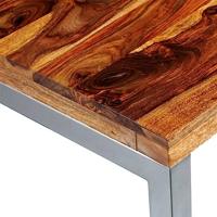 Eettafel/bureau met stalen poten massief sheesham hout - thumbnail