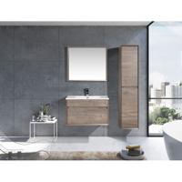 Sanimar Livigno Badkamermeubelset 80 cm Inclusief Spiegel Grijs Eiken - thumbnail