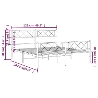 Bedframe met hoofd- en voeteneinde metaal wit 120x200 cm - thumbnail