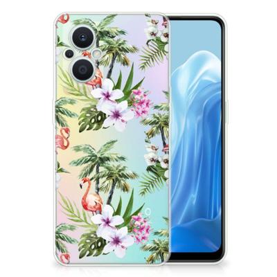 OPPO Reno8 Lite TPU Hoesje Flamingo Palms OPPO Reno8 Lite TPU Hoesje Flamingo Palms
