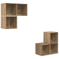 Tv-meubelset 4 pcs artisanaal eikenkleurig 37 x 37 x 72 cm - thumbnail