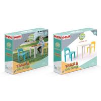 Dolu Kinder Tafel met 2 stoelen Turquoise/Geel - thumbnail
