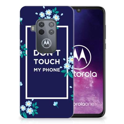 Motorola One Zoom Silicone-hoesje Flowers Blue DTMP Motorola One Zoom Silicone-hoesje Flowers Blue DTMP