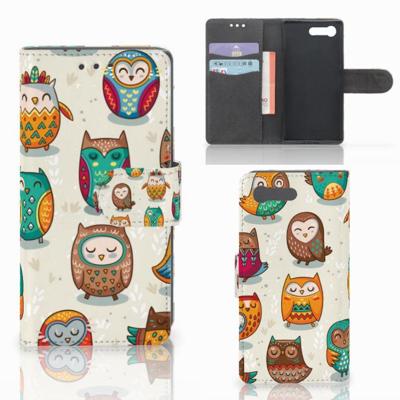 Sony Xperia X Compact | Telefoonhoesje | Met pasjeshouder | Vrolijke Uilen