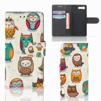 Sony Xperia X Compact | Telefoonhoesje | Met pasjeshouder | Vrolijke Uilen - thumbnail