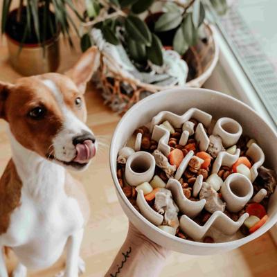 District 70 Bamboo slowfeeder donkergrijs voor de hond 21 cm