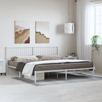 Bedframe met hoofdbord metaal wit 193x203 cm - thumbnail