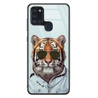 Samsung Galaxy A21s glazen hardcase - Tijger wild