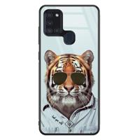 Samsung Galaxy A21s glazen hardcase - Tijger wild - thumbnail