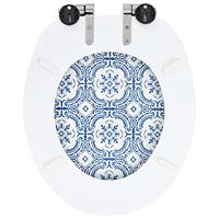 VidaXL Toiletbril met soft-close deksel porselein mdf - thumbnail