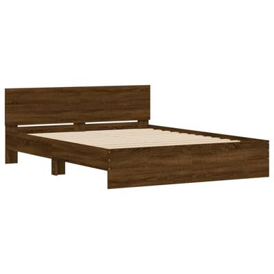 Bedframe met hoofdeinde bruin eikenkleur 150x200 cm - thumbnail