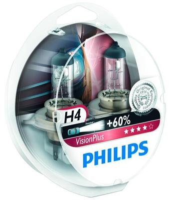 Philips Hoofdlamp shining lamp 12v h4 vision plus set