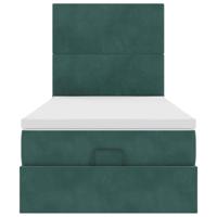 Ottoman bed met matrassen en LED's 80x200cm fluweel donkergroen - thumbnail