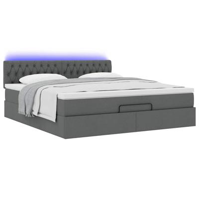 Ottoman bed met matras en LED's 100x200cm stof donkergrijs