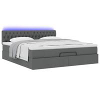 Ottoman bed met matras en LED's 90x190cm stof donkergrijs - thumbnail