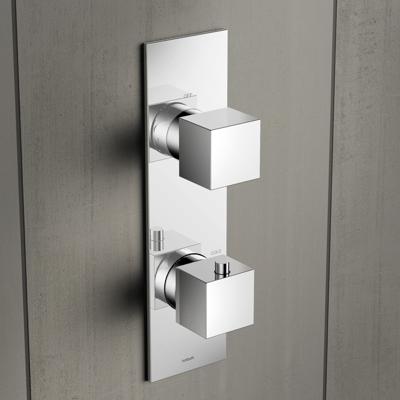 Hotbath Bloke inbouw douche thermostaat met 3-weg omstel verticaal chroom Hotbath Bloke inbouw douche thermostaat met 3-weg omstel verticaal chroom