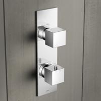 Hotbath Bloke inbouw douche thermostaat met 3-weg omstel verticaal chroom - thumbnail
