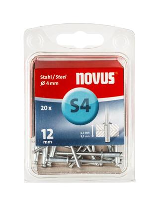 Novus Blindklinknagel S4 X 12mm, Staal S4 | 20 stuks - 045-0037 045-0037 Novus Blindklinknagel S4 X 12mm, Staal S4 | 20 stuks - 045-0037 045-0037