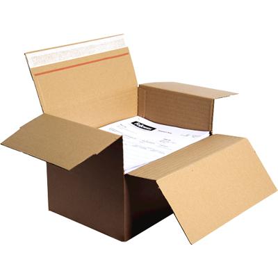 SendProof® Postpakketdoos | A4 | golfkarton | 304x216x220mm | hoogte verstelbaar | zelfklevende strip | bruin | 10 stuks