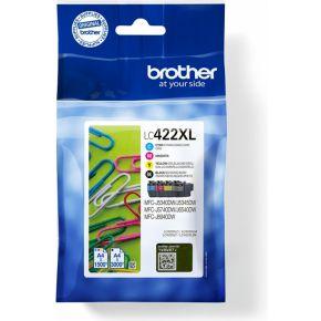 Brother inktcartridge, 1.500 - 3.000 pagina's, OEM LC-422XLVAL, 4 kleuren Brother inktcartridge, 1.500 - 3.000 pagina's, OEM LC-422XLVAL, 4 kleuren
