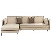 Beliani - ALTAN - Hoekbank - Beige - Rechtszijdig - Fluweel - thumbnail