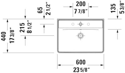 Wastafel Duravit D-Neo Met Overloop Kraanvlak Zonder Kraangat 60 cm Hoogglans Wit Duravit - thumbnail