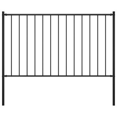 Hekpaneel met palen 1,7x1,25 m gepoedercoat staal zwart