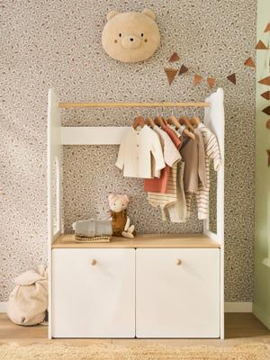 Kapstok en bureau kind 2 in 1 Ourson wit