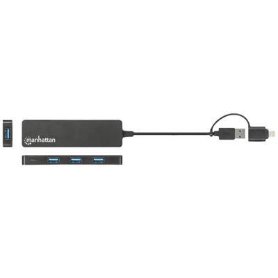Manhattan 180863 USB 3.2 Gen 1-hub 4 poorten Zwart