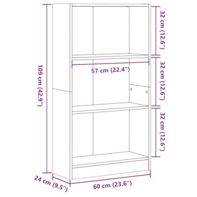 Boekenkast 60x24x109 cm bewerkt hout betongrijs