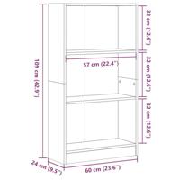 Boekenkast 60x24x109 cm bewerkt hout gerookt eikenkleurig - thumbnail