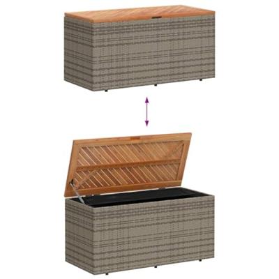 Tuinbox 110x50x54 cm poly rattan en acaciahout grijs Tuinbox 110x50x54 cm poly rattan en acaciahout grijs