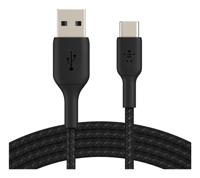 Belkin BoostCharge gevlochten USB-C-kabel, USB-C/USB-A kabel, USB Type-C-kabel, oplader kabel voor iPhone 15, Plus, Pro, Pro Max, Samsung Galaxy S24, Pixel, iPad, Nintendo Switch, meer, 3 m, zwart - thumbnail