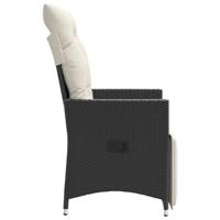 Tuinstoel verstelbaar met kussens poly rattan zwart - thumbnail