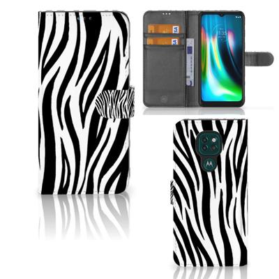 Motorola Moto G9 Play | E7 Plus | Telefoonhoesje | Met pasjeshouder | Zebra