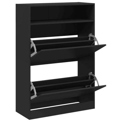 Schoenenkast met 2 klaplades 80x34x116 cm zwart