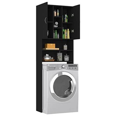 VidaXL Wasmachinekast 64x25,5x190 cm zwart